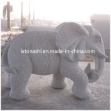 G633 Grey Granite Handcarved Animal Statues Elephant Carvings Landscape Sculptures