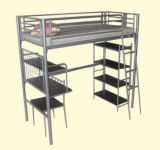 Metal Bunk Bed with Desk and Book Shelf