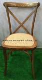 Oak Wood Cross Back Chair, Rattan Seat, Natural Color