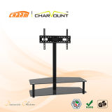 Classial 2 Tiers Tempered Glass TV Stand Aluminum or Metal Legs TV Stand (CT-FTVS-F104B)