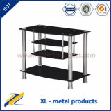 4-Tier Modern Metal Glass LCD TV Floor Stand