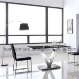 Modern Glass Top Dinner Table with Stainless Steel