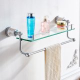 FLG Bathroom Fitting Chrome Glass Double Layer Shelf Wall Mounted