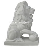 Chinese White Marble Stone Animal Lion Carving Statue for Garden