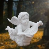 White Marble Hand Carved Statue of Angel