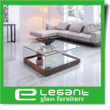 Simple Square Curved Glass Center Table with Mirror