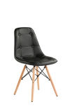 Black High Back Leather PU Chair with Wood Leg