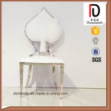 Poker Style Shape Stainless Steel White Leather Wedding Chair