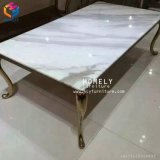 Luxury Rose Gold Painting Rectangle Stainless Steel Dining Table