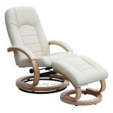 Leather Wooden Base TV Relax Reliner Chair with Ottoman