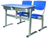Double Plastic School Desk Chair, 2-Person Plastic Students Desk Chair for College & University School Furniture