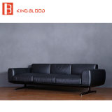 Popular Modern Black Nappa Genuine Leather Sofa Set for Living Room
