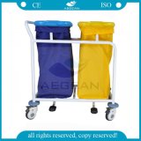 AG-Ss019b Approved Two Linen Bags Manual Operation Hospital Cleaning Trolley Price