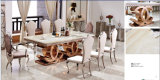 Classical Golden Stainlss Steel Dining Table with Marble Top