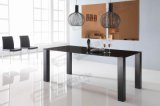 Black Painted Glass Dining Table, Modern Coated Iron Dining Table dB015b-190