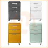 Colorful Office Furniture 3 Drawers Rolling Metal Storage Cabinet for Living Room, Office and Bedroom