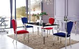 Modern Glass Dining Room Table Sets with 4 People Fabric Chairs
