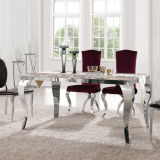 Modern Dining Table with Manmade Marble Top Steel Leg