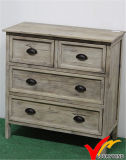 Vintage Solid Wood Cabinet with White Distressed Effect
