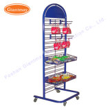 Grocery Store Hanging Wier Mesh Metal Store Display Rack Shelves with Hooks and Baskets