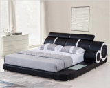 Italian Style Modern Leather Bed with LED Lights
