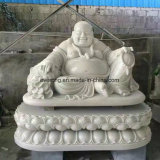Stone Laughing Buddha White Marble Angel Buddha Statue for Sale