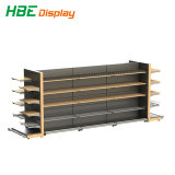 Wooden Laminated Metal Supermarket Display Gondola Shelf