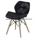 Black PU Cover Plastic Dining Chairs Wooden Leg Charles