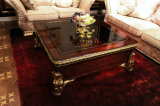 Italian Solid Wood Luxury Antique High Gloss Painting and Parts Covered Gold Foil Coffee Table