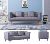 Nordic Simple Design Three Seat Grey Fabric Wooden Sofa (HC093)