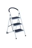 Silver White Household Indoor Steel Ladder with 3 Steps
