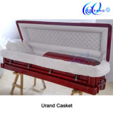 High Gloss African Mahogany Luxury Velvet Casket and Coffin