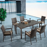 Stackable Aluminum Wicker Outdoor Furniture Garden Dining Set Chair with Table by 8-10person Using (YTA362-1&YTD020-4)