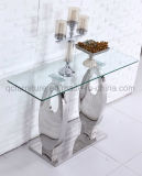 Mirror Silver Console Table with Glass Top Living Room Furniture