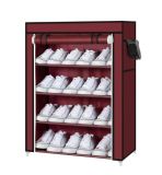 Shoe Boot Closet Rack Shelf Storage Organizer Cabinet Portable- 4 Layers, Shoe Rack with Dustproof Cover