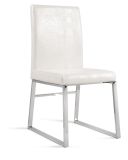 White Leather Chrome Dining Chair
