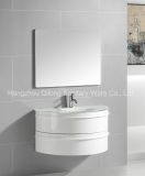 Cruved PVC Cabinet with PVC Handle and Ultrawhite Glass Basin