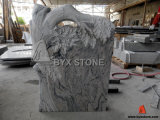 White Granite Europe Style Tree Carved Headstone / Tombstone