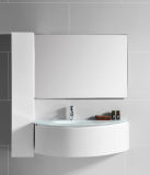 Cruved PVC Waterproof Bathroom Cabinet with Glass Basin