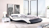 Modern Curved Shape Italy Leather Bedroom Bed
