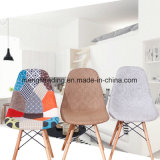 Modern Replica Wooden Leg Fabric Patchwork Chair