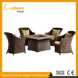 Modern Hotel Restaurant Outdoor Wicker Fire Pit Table and Dining Chair Rattan Home Furniture