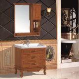 Oak Carved Wood Bathroom Cabinet, Antique Style Brown Bathroom Furniture