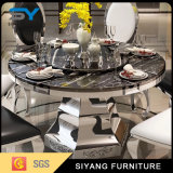 Modern Metal Furniture Black Marble Round Dining Table