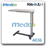 ABS Adjustable Hospital Furniture Over-Bed Dining Table for Patient with Wheels