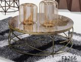 Metal Leg Round Coffee Table with Marble Top