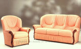 Classic Wooden Frame Leather Sofa