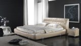 Luxury Bedroom Set Leather Soft Bed, Bedside Table (6072)