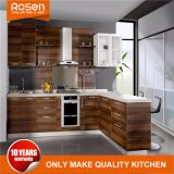 2018 New Brown Wood Veneer Modern Kitchen Cabinet