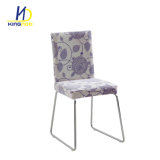 Fabric Covered Back and Seat Dining Chair with Metal Chromed Legs